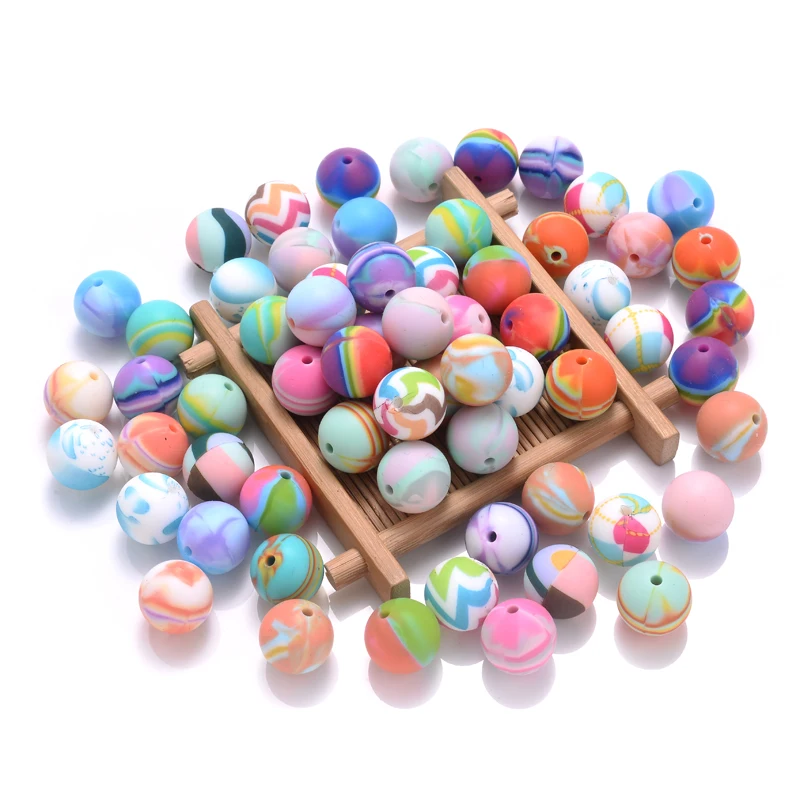 10Pcs 15mm Round Silicone Beads Food Grade Baby Teether Chew Beads For Nursing Teething Toys DIY Baby Pacifier Chain Necklace