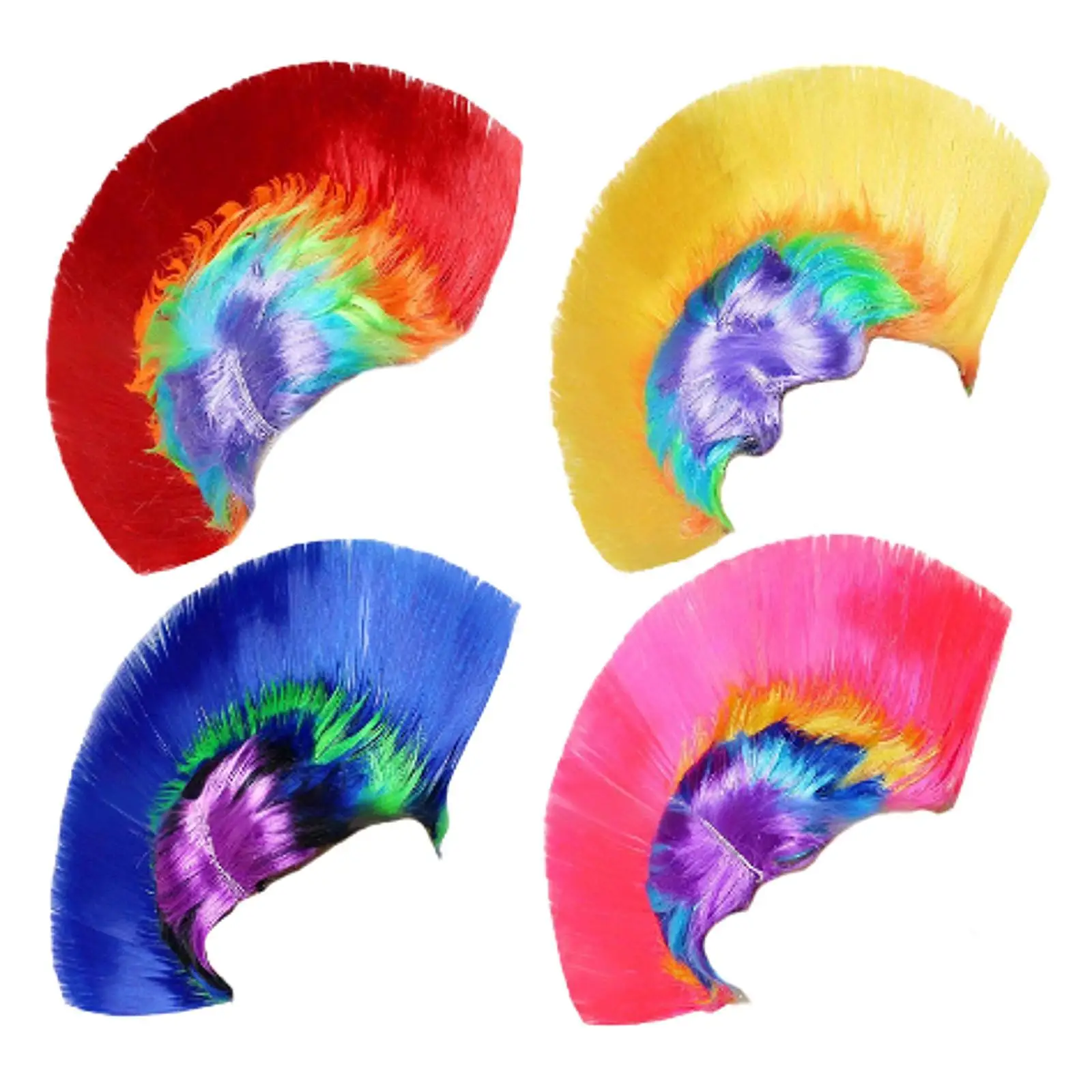 

Rainbow Mohawk Wig Adult 80S Street Punk Wig for Dance Festival Themed Party