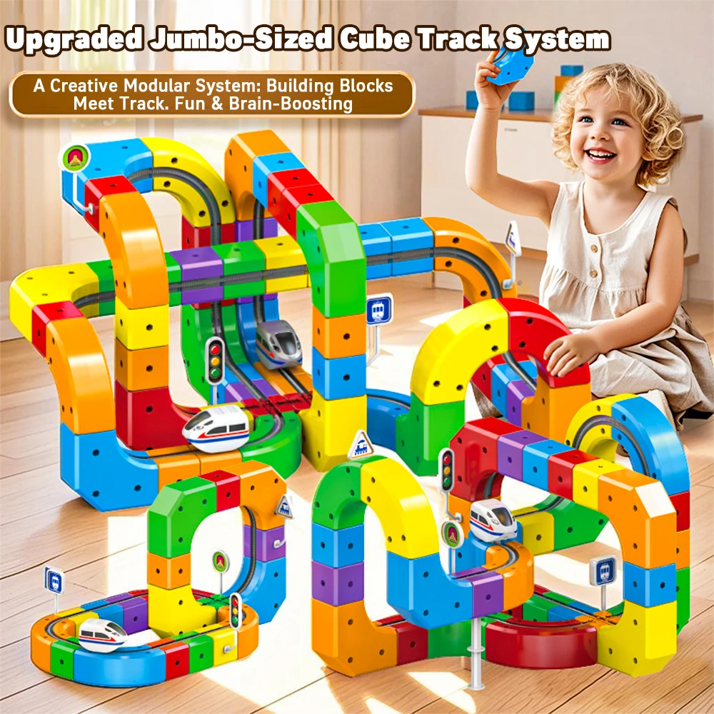 子供用マジックトラック電車電動組み立てブロック磁気レールカー迷路教育玩具キッズイースターギフトおもちゃ