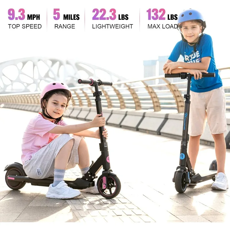 EVERCROSS EV06C Electric Scooter, Foldable Electric Scooter for Kids Ages 6-12, Up to 9.3 MPH & 5 Miles, LED Display, ,