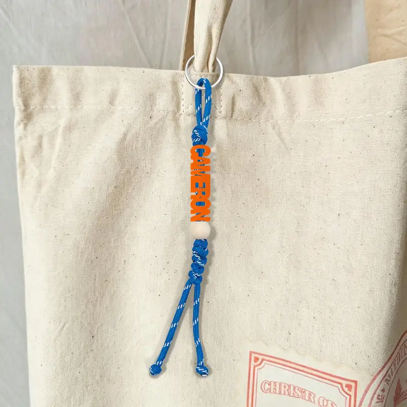 Customizable 3D Letter Rope Bag Charm, Personalized Keychain