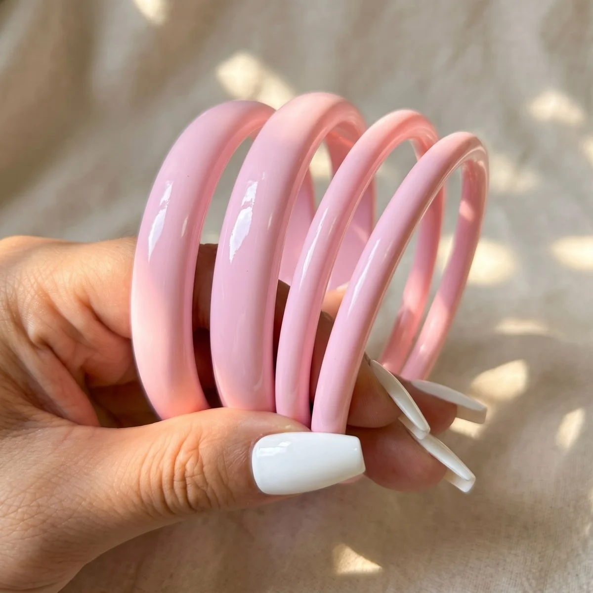 4pc Punk Stackable Resin Acrylic Round Bracelet Set for Women