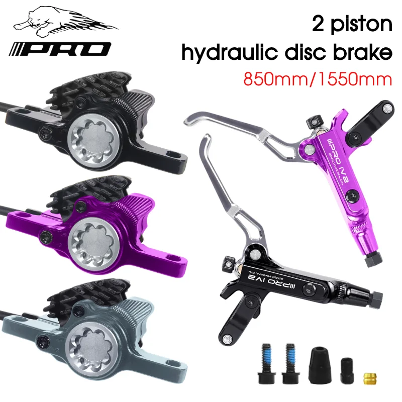 

IIIPRO Bike Hydraulic Disc Brake Set Dual Piston Mountain Bike Hydraulic Disc Brake Set 850/1550MM Aluminum Alloy Bike Brakes