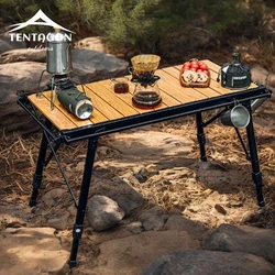 Camping Folding Igt Wood Table Outdoor Picnic Fishing Table Multifunctional Adjustable Leg Desk Desktop Burner Bbq Grill Table