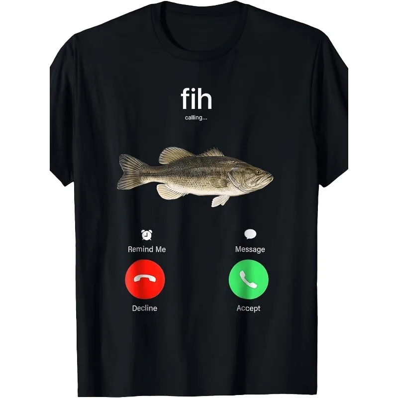 Fih Called To Remind Me To Reject The Call. Fish Pattern T-shirt for Both Men and Women, Summer New Casual T-shirt