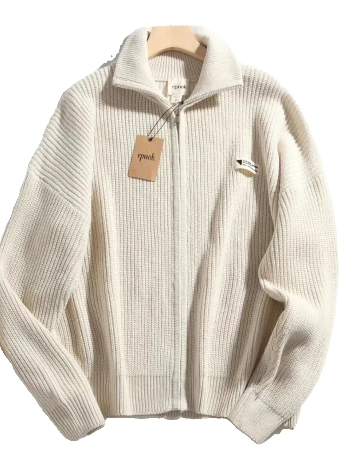 

Мужской вязаный свитер Sli с воротником-стойкой, длинными рукавами, из смесового волокна, свободного кроя, модный, осенне-зимний кардиган