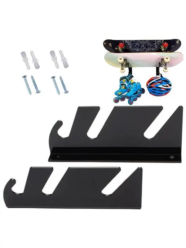 1 Pair Acrylic Skateboard Mount With Storage Hook Two Layers Of Skateboard Hanger For Deck Skateboard Wall Mount