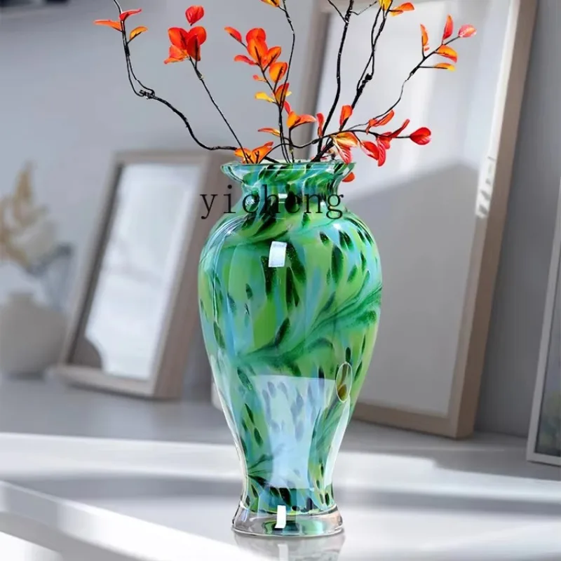 M-b8  High-value Glazed Vase Living Room Desktop Flower Arrangement Glass Flower Ornament