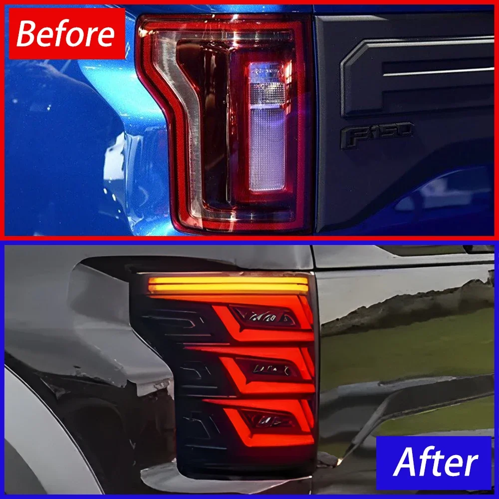 Auto Rear Back Lamps For Ford Raptor F150 2015-2019 LED Car Taillights Assembly Upgrade Dynamic Flicker Tail Lamps  Accessories