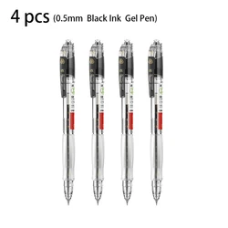 Deli 4pcs 0.5mm Black Ink Quick-drying Gel Pen Office Stationery Supplies School Supplies Signing Pen Gift Exam Pen