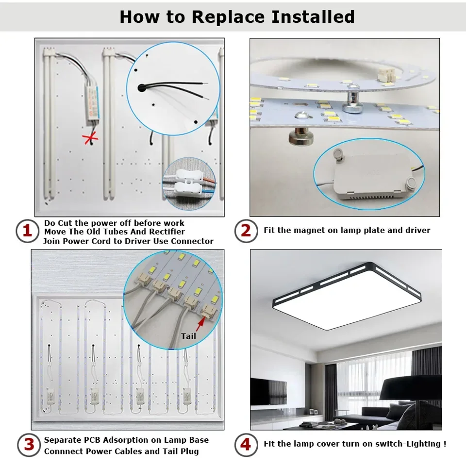 Tube Light Retrofit Ofiice Source Board Replace，LED PCB 4W 6W 8W 220-520mm Length Bar Strip Aluminum Lamp Plate Ceiling/
