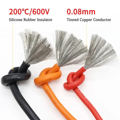 Imagen 2 del producto Cable resistente al calor de 1M/5M 30 28 26 24 22 20 18 16 15 14 12 10 8AWG alambre de silicona Ultra suave cobre Flexible de alta temperatura