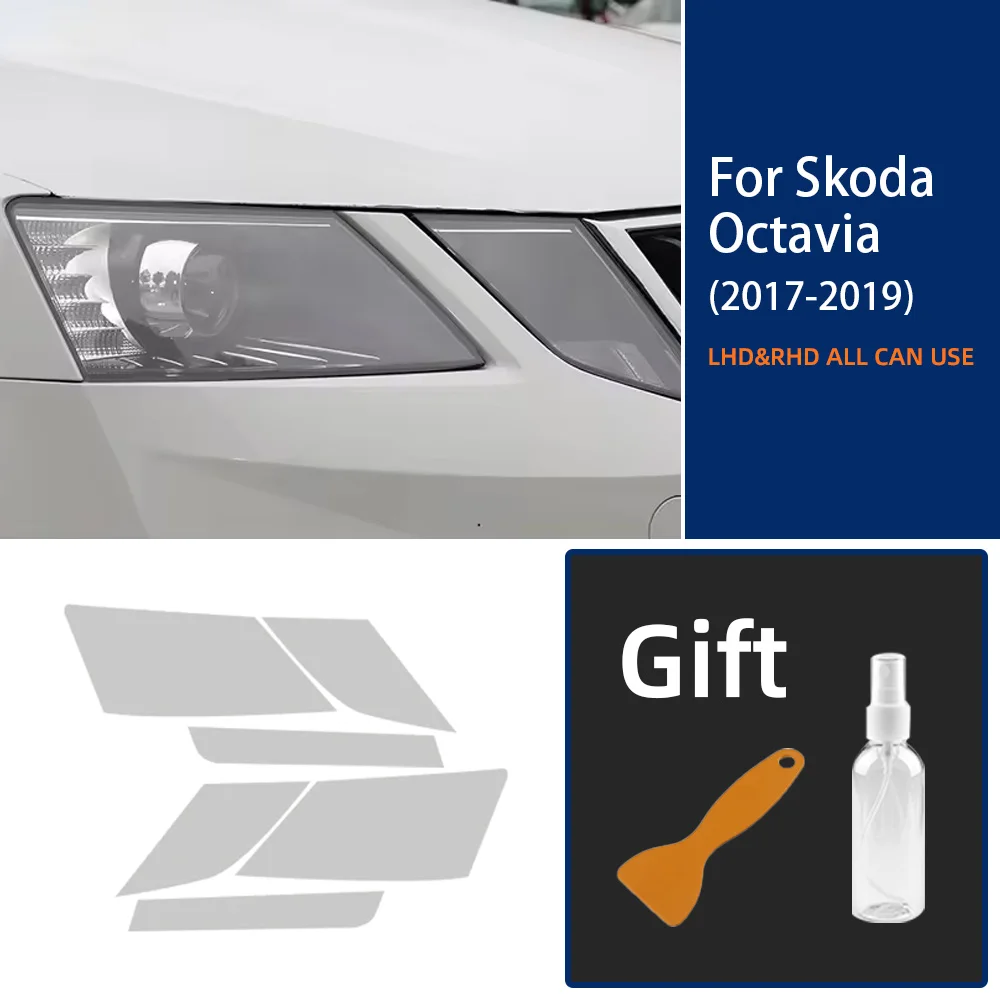 

Для Skoda Octavia 3 Facelift 2017 2018 2019 защитная пленка для фар автомобиля дымчатый черный оттенок виниловая прозрачная наклейка из ТПУ