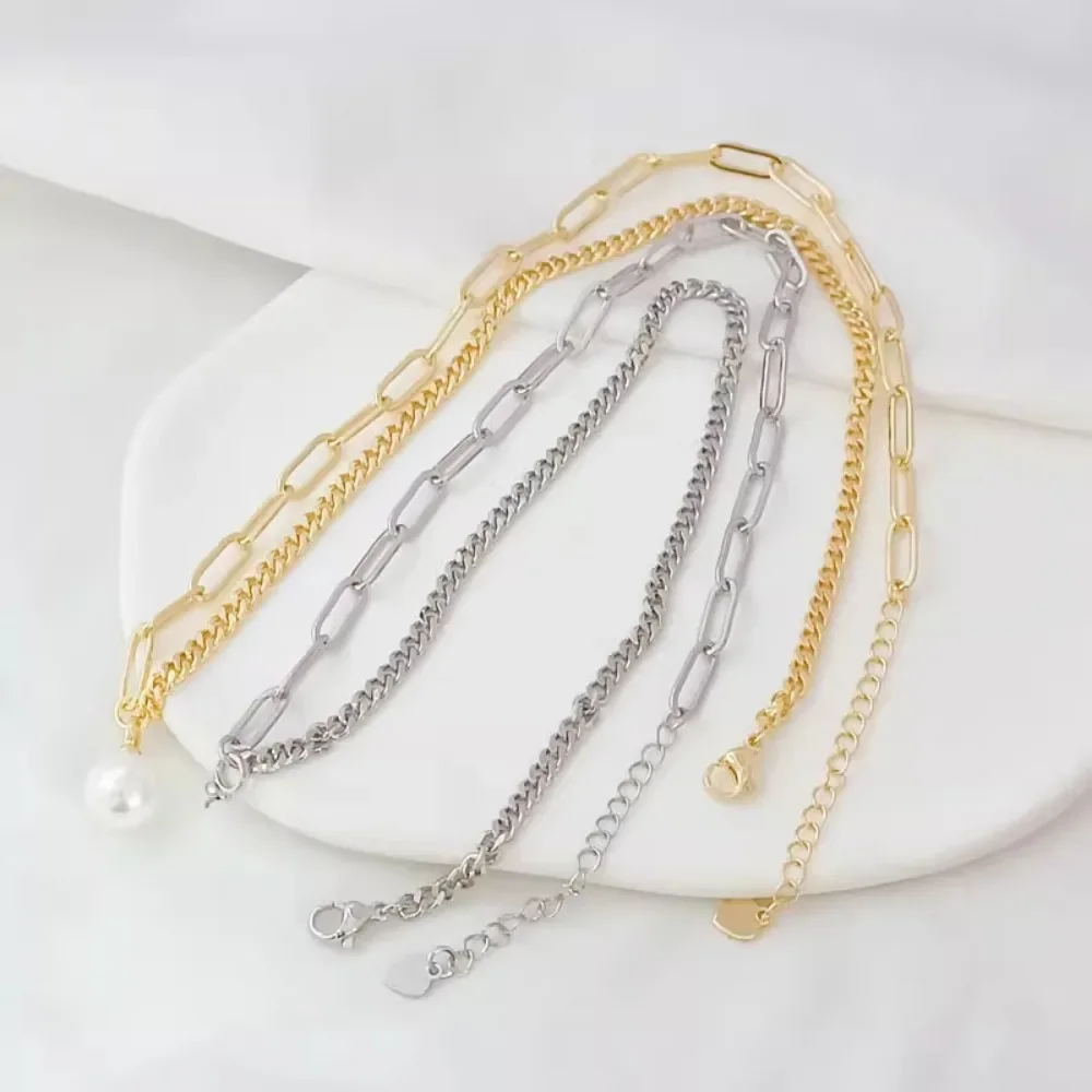 

14K Gold-plated White K Side Chain Flat 0 Extended Tail Chain Finished Bracelet Necklace Empty Stand Cover Hanging Stand Chain