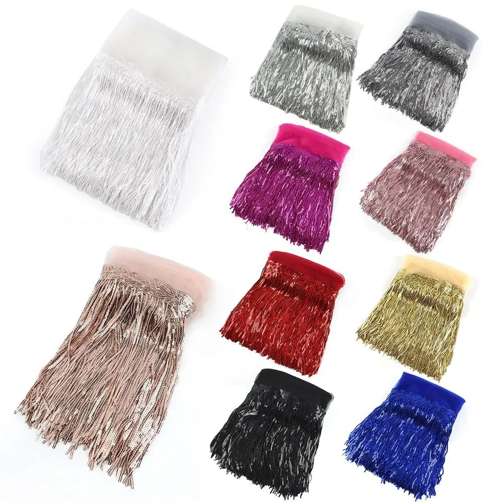 10Yards Dance Performance Trim decorazione materiale fai da te fatto a mano 20cm paillettes nappa pizzo