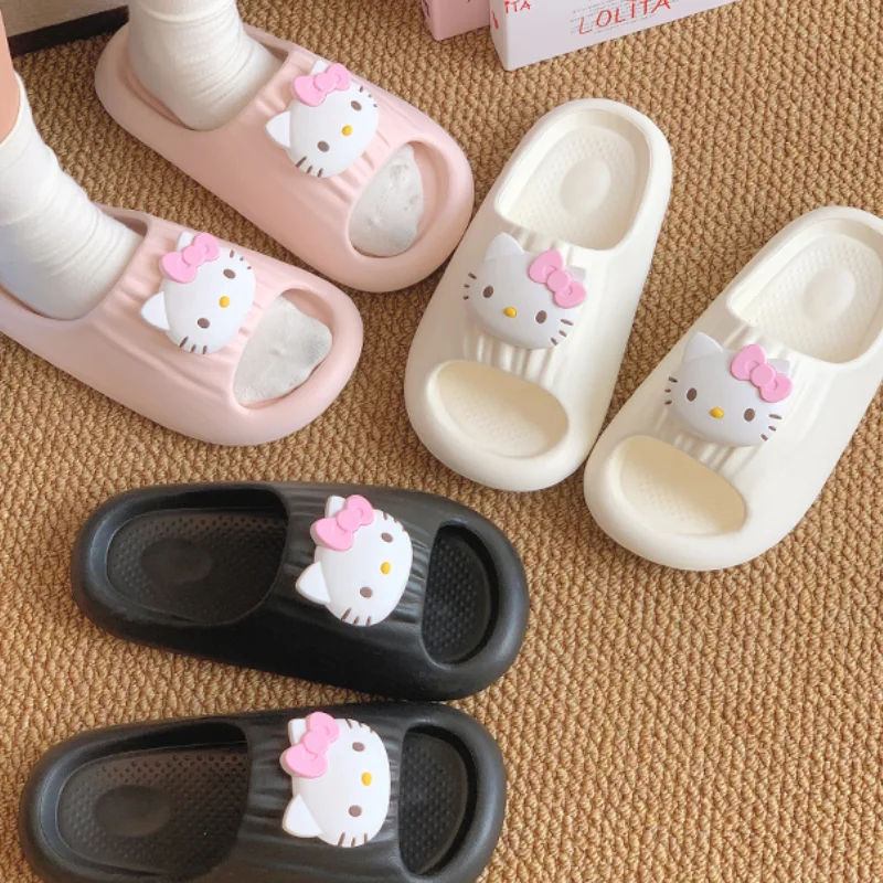 سانريو جديد مرحبا كيتي المحيط لطيف القط إيفا النعال الإناث الفتاة القلب سميكة وحيد المفروشات المنزلية عدم الانزلاق شبشب منزل #6