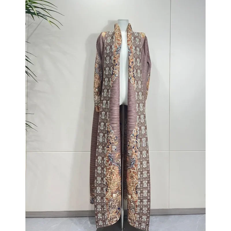 SMVP Women Luxury Abaya 2025 Spring Fall New Lapel Long-sleeved Retro Printed Cardigan Loose Large Size Arabian Female Abaya