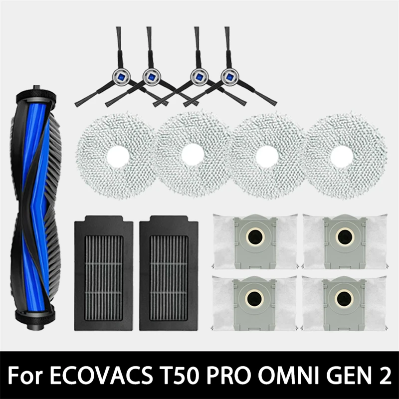 For ECOVACS T50 PRO OMNI GEN 2 Robot Vacuum Spare Parts Main Side Brushes Mop Cloths HEPA Filters Dust Bags Accessories