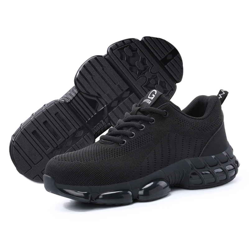 GUYISA Safety ShoesFor Men Steel Toe Black Breathable Comfortable Work Sneakers Steel Toe Protection Size 37-45