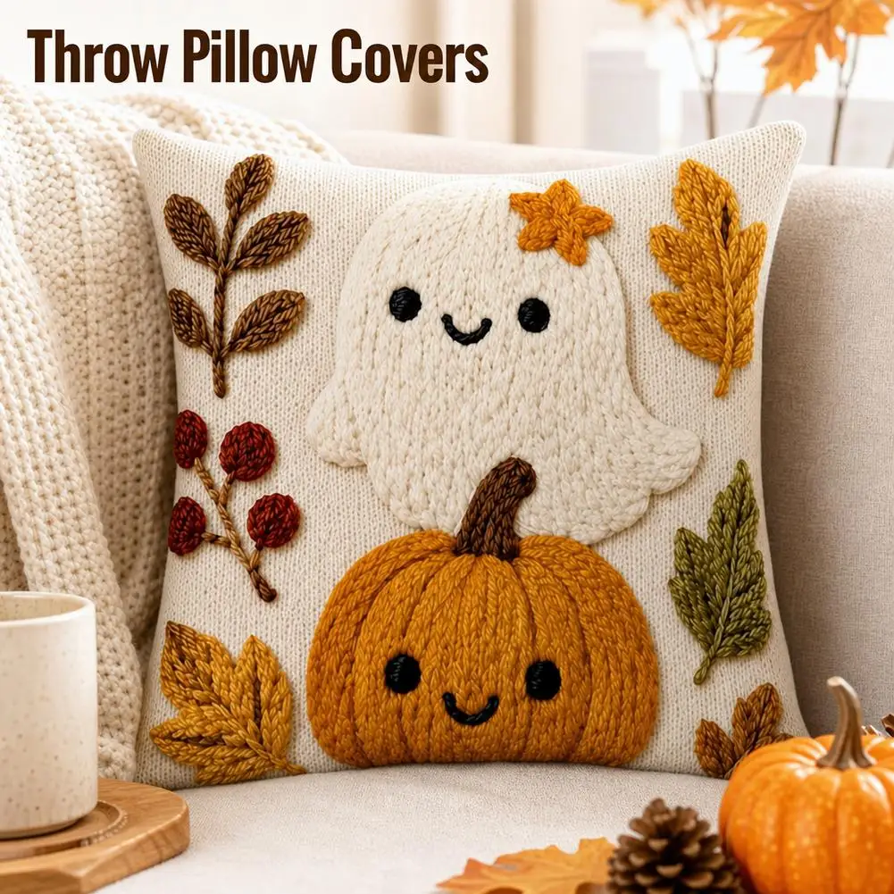 Halloween Pumpkin Pillowcase Nordic Cozy Living Room Sofa Pillowcase Bed Headboard Pillowcase & Soft Furnishing Cushion Cover