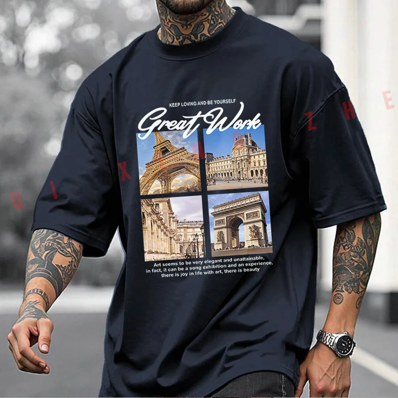 Keep Loving Funny Design Motorcycle Printed T-Shirt Men's Fashion Short Sleeve Exquisite Design Essential Top Tees