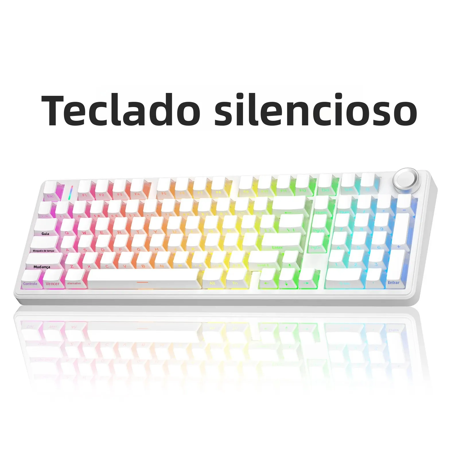 AULA F99Pro Estrutura de junta de teclado de baixo ruído Teclado mecânico RGB de troca quente com botão de mídia
