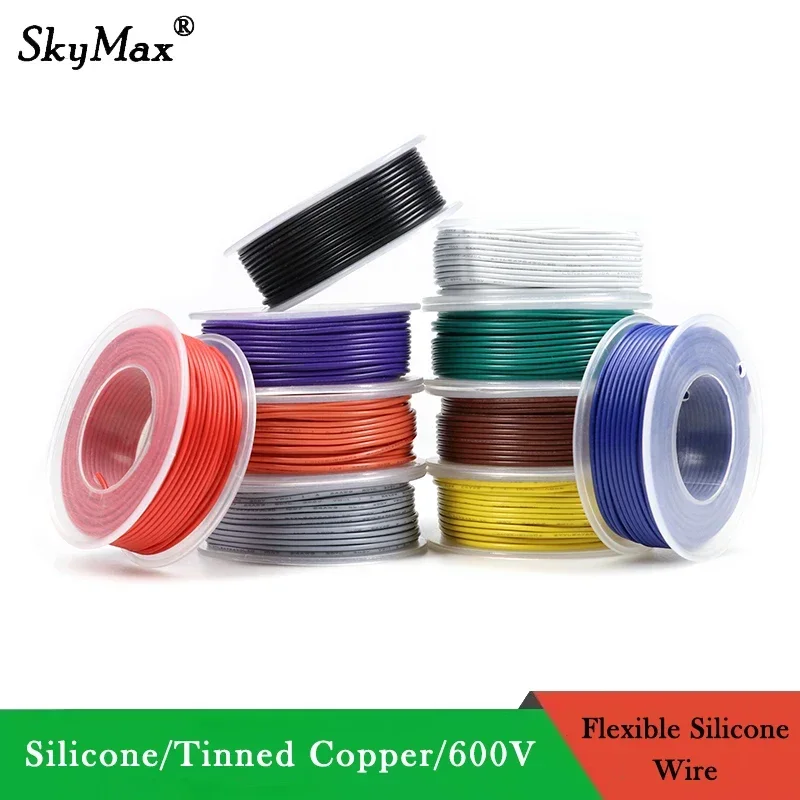 Flexible Silicone Wire In Roll 30/28/26/24/22/20/18/16AWG Silicone Rubber Insulated Tinned Copper Heat-resistant Cable 600V Kit