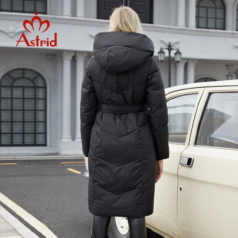 Astrid Winter Jacket Women 2022 Thick Padded long women’s parka Hooded sashes Fashion Style Print Coats Female Clothing Outfits