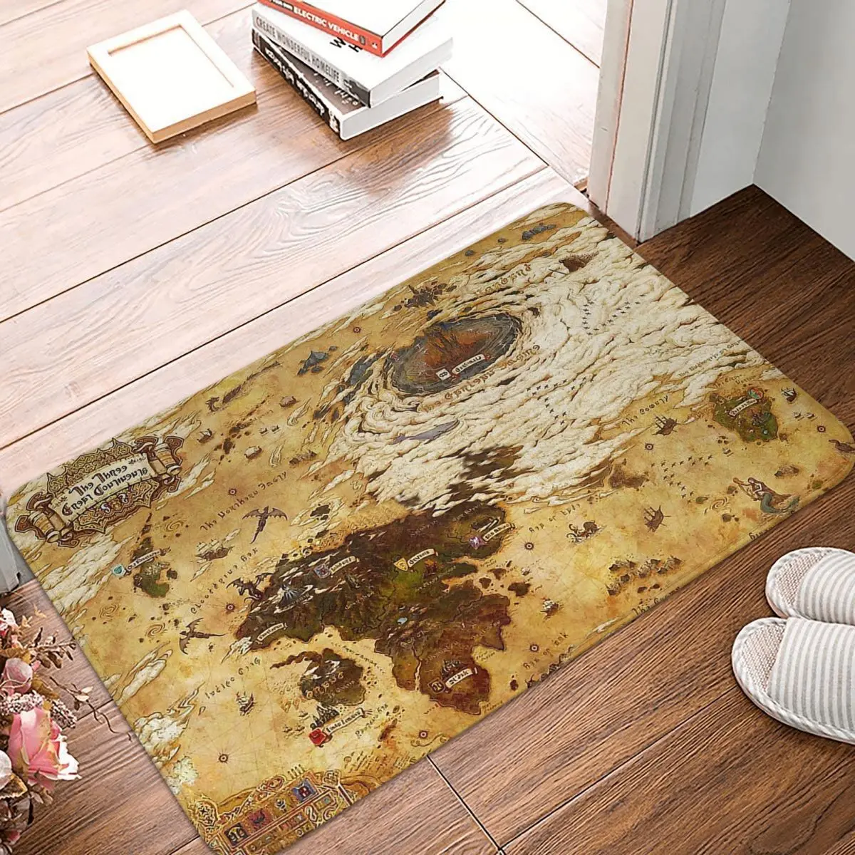 Final Fantasy Game Anti-Slip Doormat Bath Mat FFXIV New Updated World Map Hydaelyn Eorzea Balcony Carpet Entrance Door Rug Home