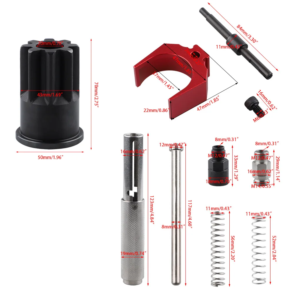 J-42083 Timing Pin 9U-7227 Fuel Injector Height Gauge Engine Barring Socket Compatible With CAT 3406E C15 C16 Tool Set