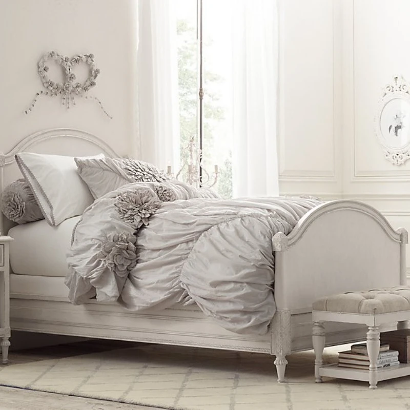 American rural retro solid wood home children's bed French simple solid wood bed modern single bed