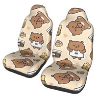 Cute teddy bear  2pcs Print Car Seat Covers for Women and Men, Universal Auto Front Seat Protector Fits for Car, SUV Sedan,