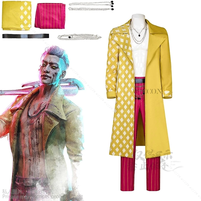 

TrickSter Giegie Cosplay Costumes Ha Ji-won Uniform Game Dead Daylight Role Play For Men Yellow Coat For Halloween Party Cosplay