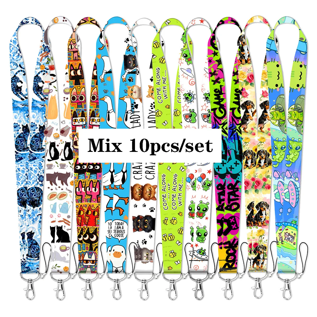 

Mix 10pcs/set Funny Goose Rope Strap Keychain Lanyard For Cars Motorcycles Keys Anti-Lost Hang Rope Fashion Accessories Gifts
