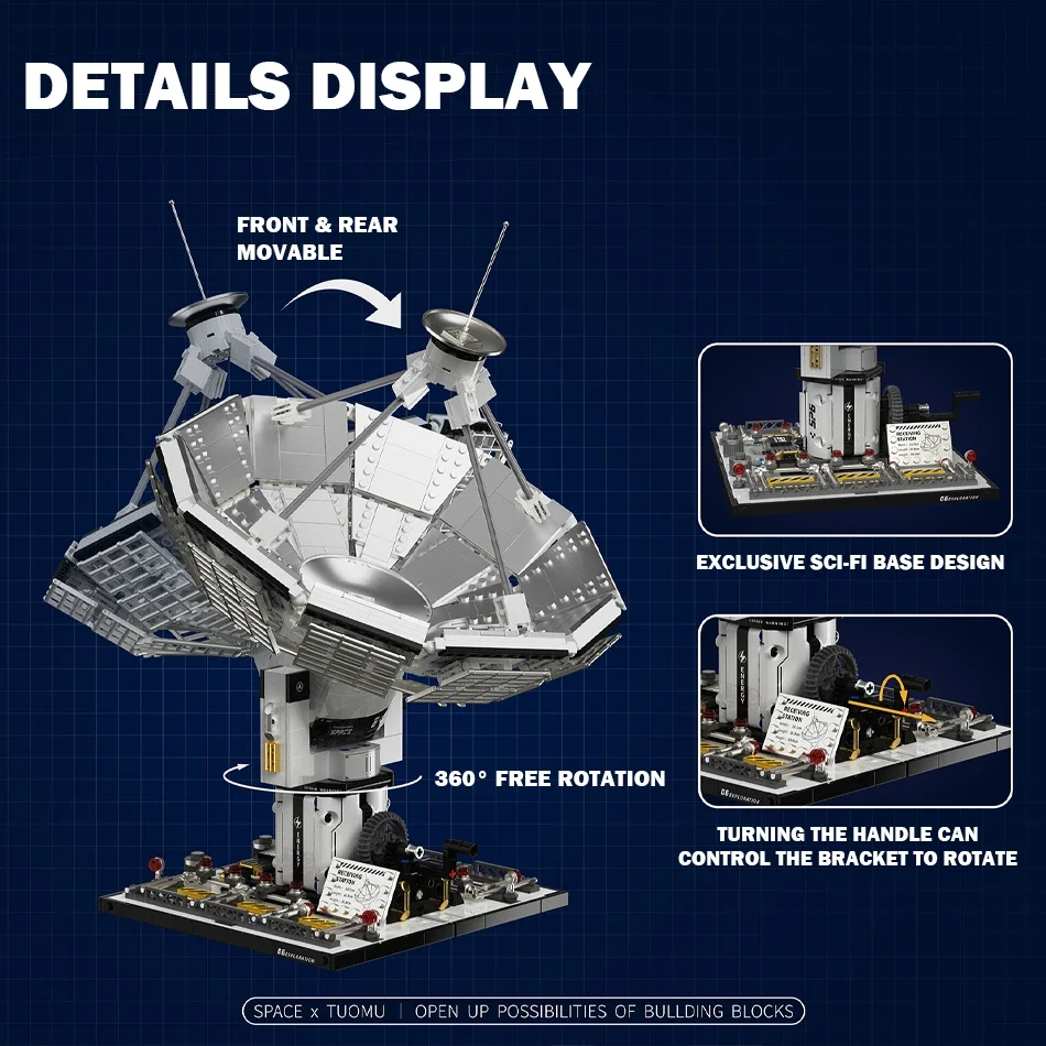 Segnale spaziale ricevente base building block assemblaggio antenna satellitare modello building block kit per bambini giocattoli