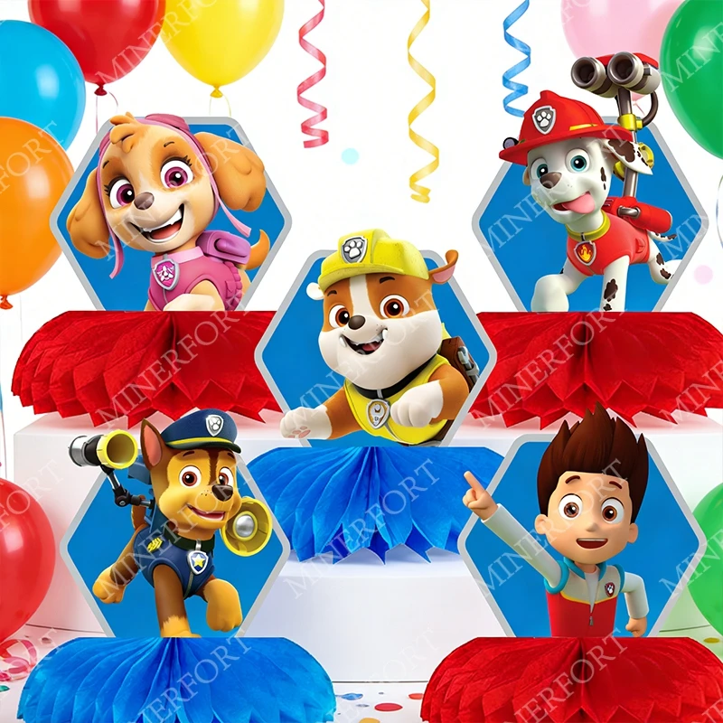 Paw Patrol Themed Honeycomb New Paper Cartoon Dog Chase Desktop Decoration Double Side Kids Supplies Gifts for Birthday Party - view 5