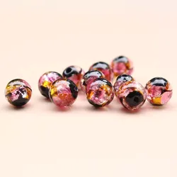10pcs 8mm Pink Yellow Lampwork Glass Foil Beads Luminous Lampwork Beads Glow in Dark for Bracelet Necklace  jewelry  Making