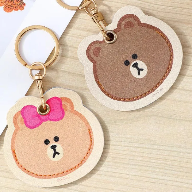 Cute Brown Keychain Access Control Card Holder CHOCO Bus Card Elevator Induction Protective Cover Backpack Pendant Keychain