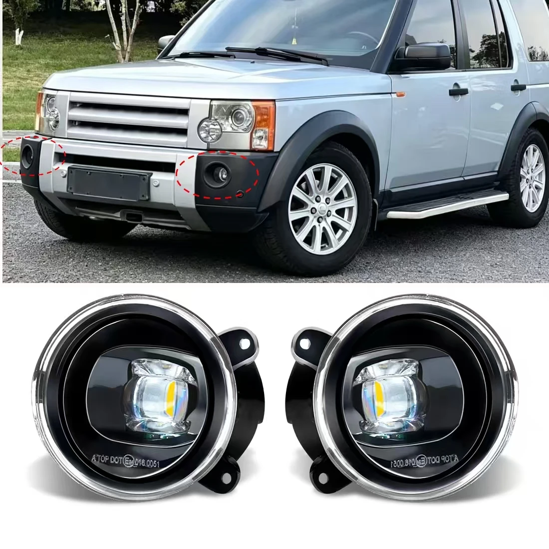 

3000K LED White Fog Lights For Land Rover Discovery 2 3 Range Rover Sport L322 Front Bumper Driving Light XBJ000080 XBJ000090