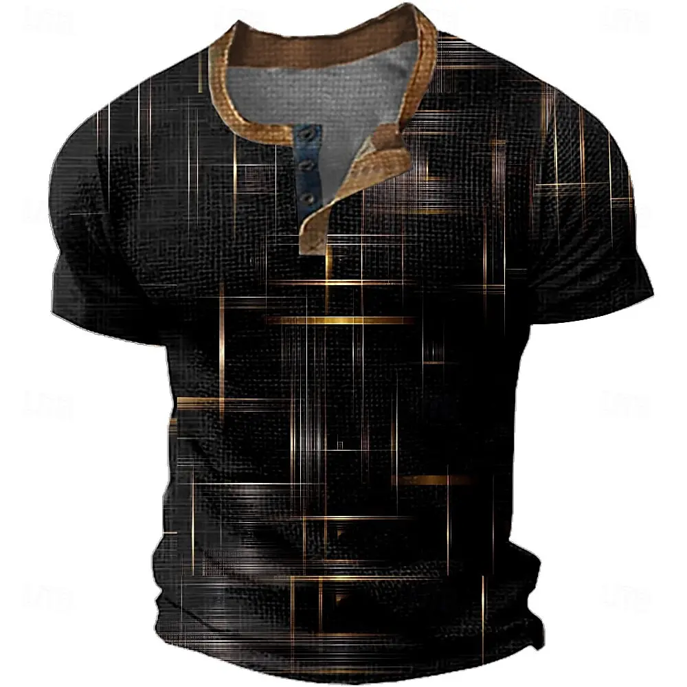 

Summer Men's 3D Print Henley T-Shirt Outdoor Daily Casual Button Henry Shirts Creative Design Personality Oversize Quick Dry Top