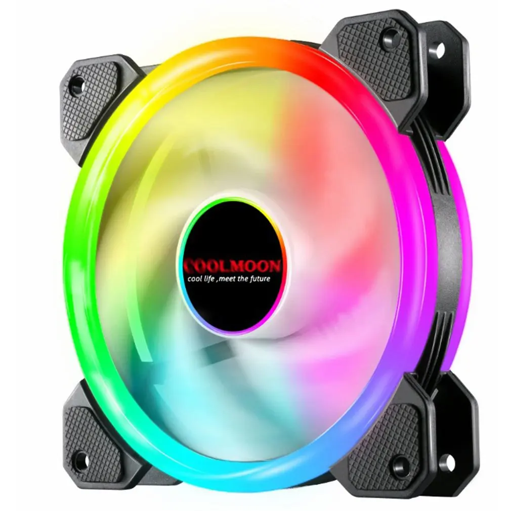 12cm Desktop Computer Cooling Fan Silent Fan RGB Chassis Fan Durable Silent Non-slip Cooling Fan Computer Cooler Fan