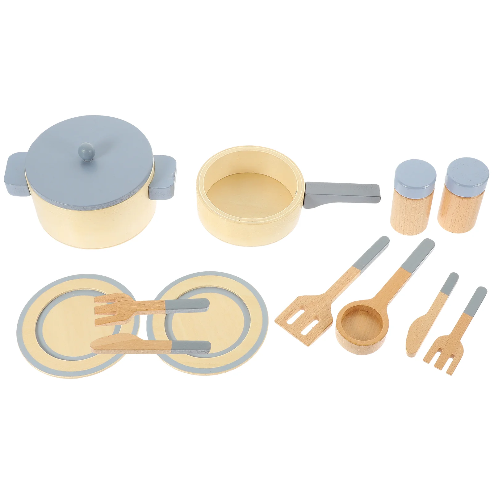 Funny Cooking Kitchenware Toys Play Accessories Pretend Kids Cookware Playset Wooden Utensils Child