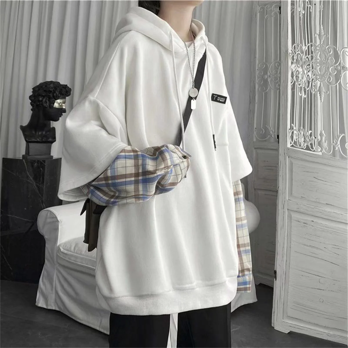 2026 Cool New Popular Spring and Autumn Male Vitality Charm Trends Loose Versatile Simple Lazy Wind Fake Two Hoodies Jackets