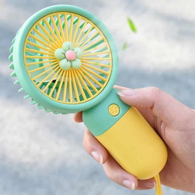 Lazy Portable Handheld Small Fan Cartoon Desktop Fruit,Flower,Phone Holder, Multi Use in Student Dormitory, Summer