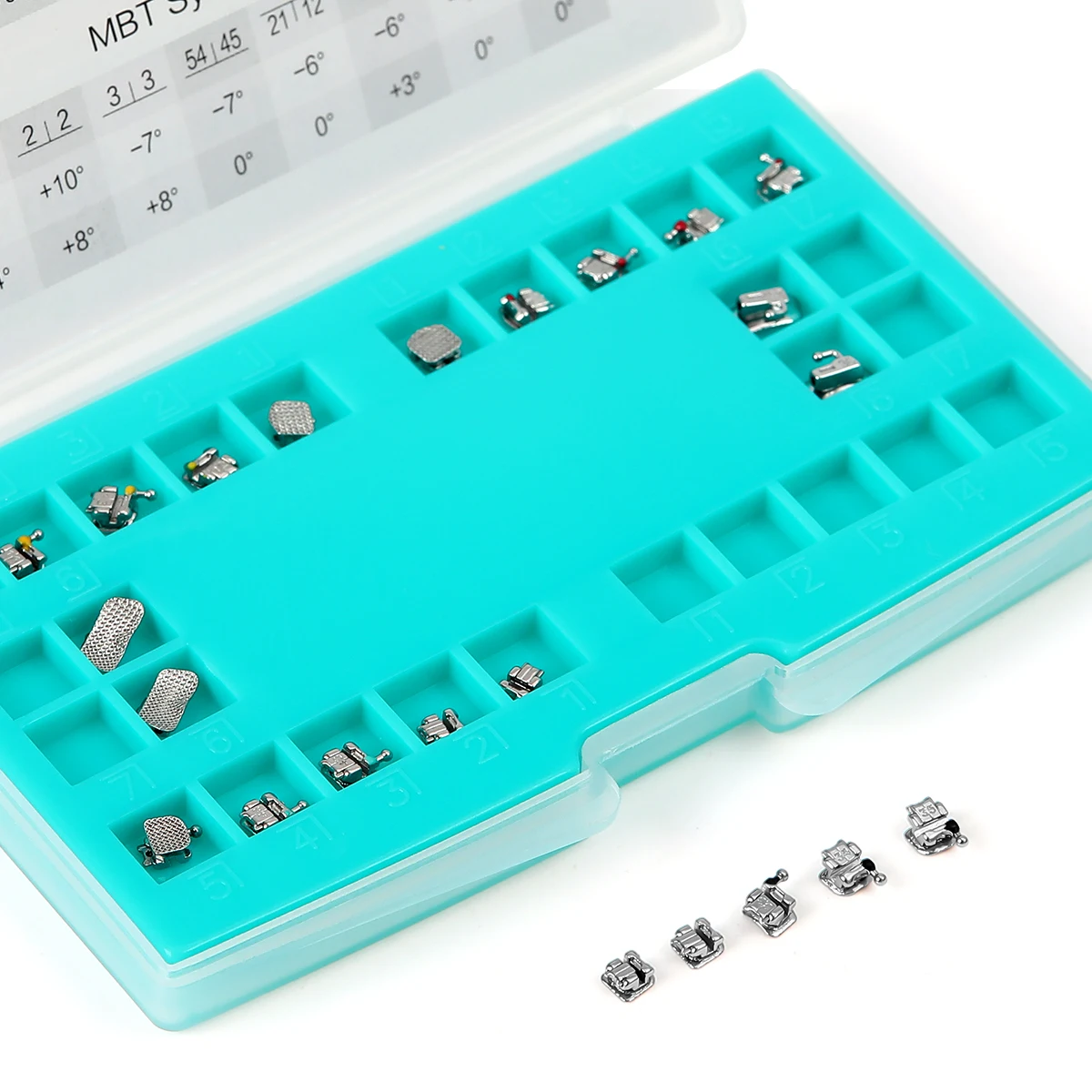 24PCS AZDENT Dental Klammern Kieferorthopädische Zahnspangen Selbstligierende Mesh Basis Mini Roth/MBT 0,022 Haken 3-4-5 & Bukkalröhrchen Zahnmedizin – Detail 3