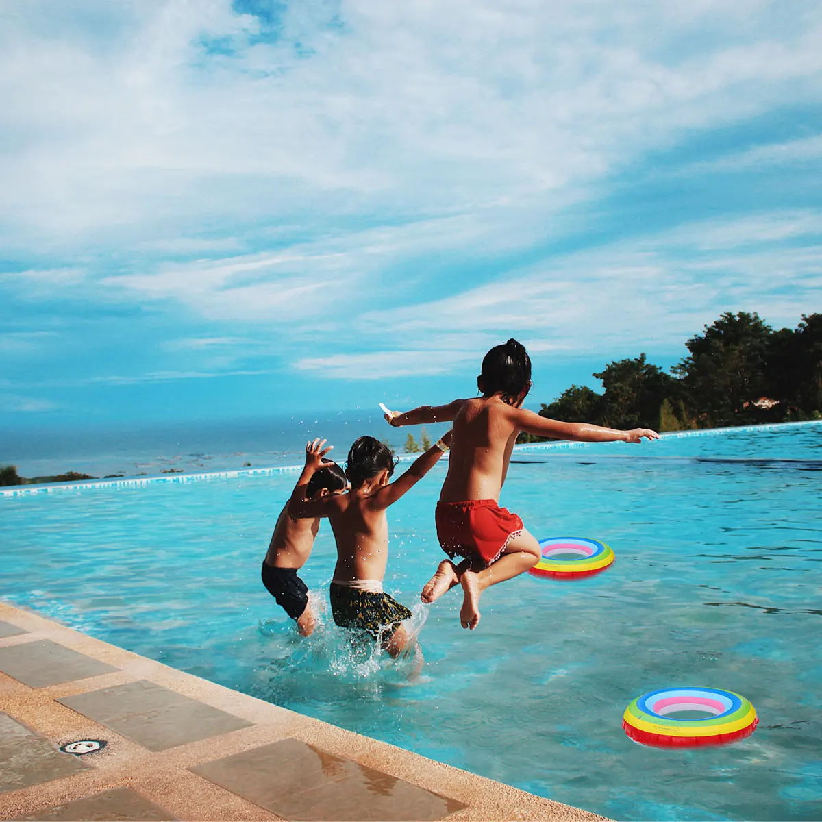 

80 Cm Swimming Ring Thicken Supplies Water Floating Toddler Colorful Inflated Child