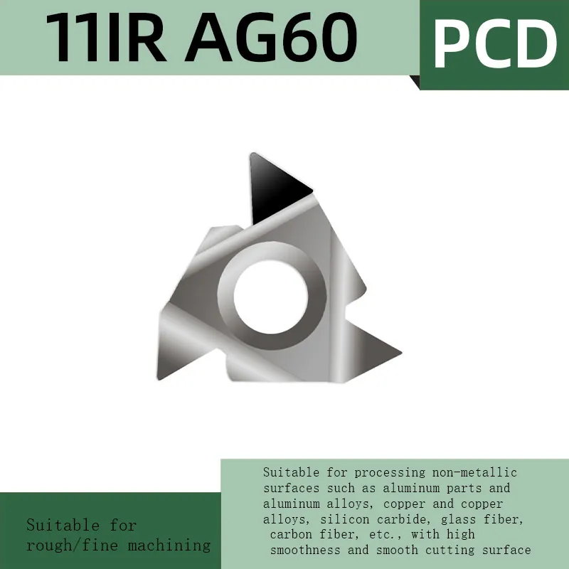 2PCS 11IR 16ER 16IR AG55 AG60 PCD CBN PCD CBN threaded diamond thread turning inserts for Aluminum and copper,