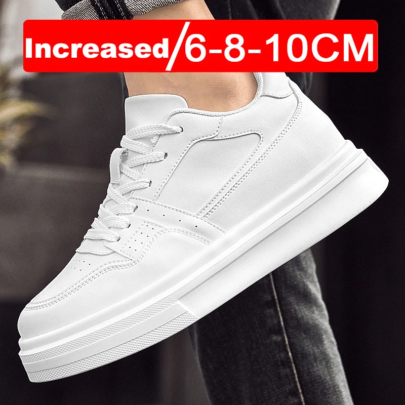 

Heightening Casual Shoes Fashion PU Leather Elevator Shoes for Men 6cm 8cm 10cm Invisible Height Increase White Sneakers Cortex