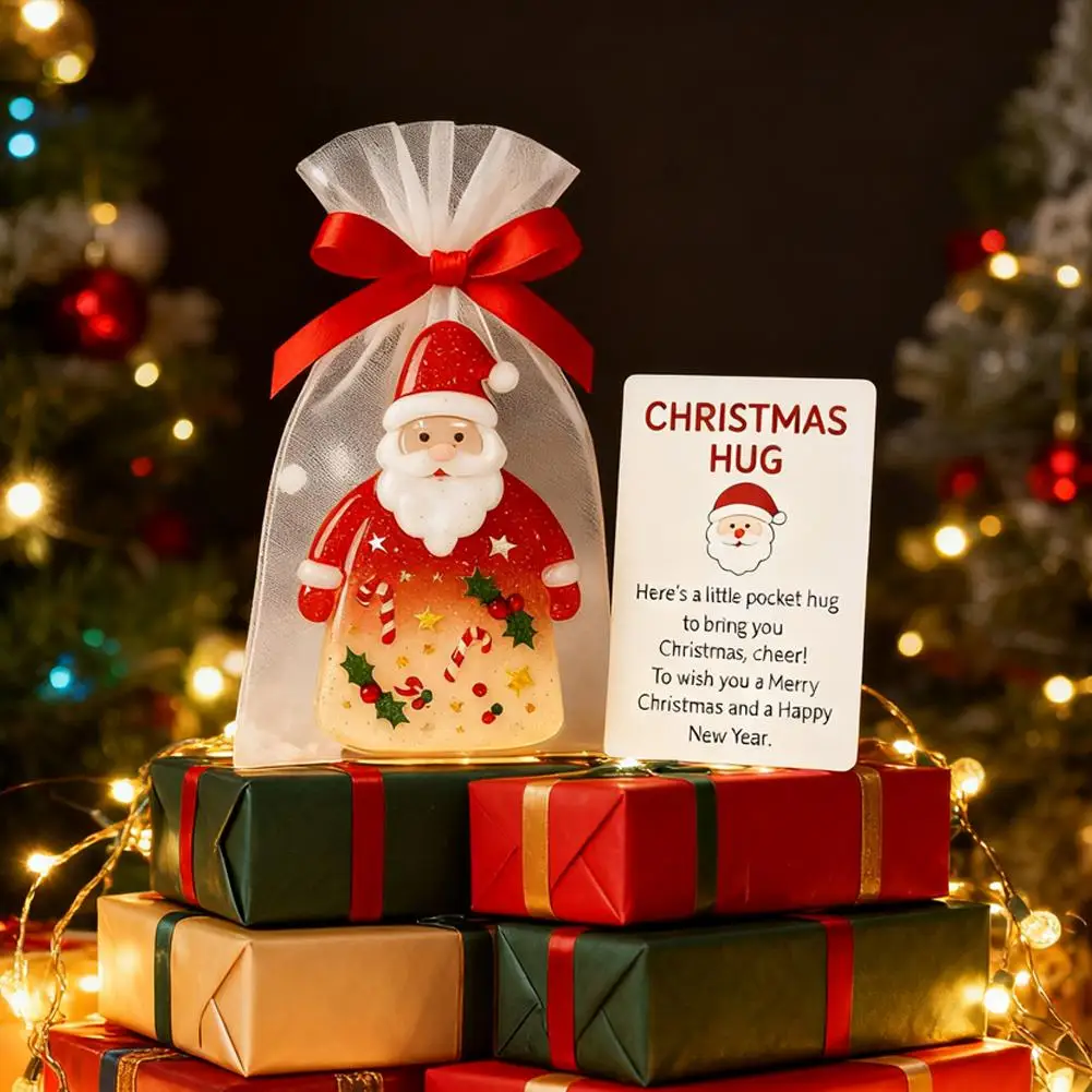عناق عيد الميلاد للجيب الصغير، 1/2/3 قطعة مع بطاقة تشجيع، دعم الحزن العاطفي تذكار عيد الميلاد لصديق العائلة والأطفال
