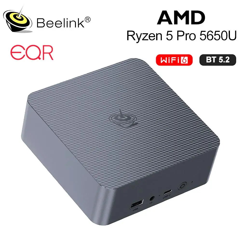 New Beelink Mini PC EQR5 AMD Ryzen7 5825U DDR4 32G 500G EQR5 Ryzen5 Pro 5650U 16G 500G SSD WiFi6 4K Type-C Gaming Mini Computer